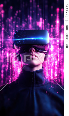 Immersive virtual reality experience with glowing effects 121865350