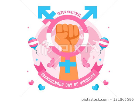 International Transgender Day of Visibility Vector Illustration on March 31, featuring Transgender Pride Flags and Symbols in a Celebratory Background 121865596