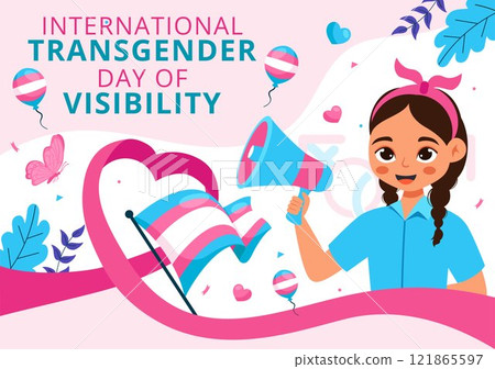 International Transgender Day of Visibility Vector Illustration on March 31, featuring Transgender Pride Flags and Symbols in a Celebratory Background International Transgender Day of Visibility Vector Illustration on March 31, featuring Transgender Pride Flags and Symbols in a Celebratory Background 121865597