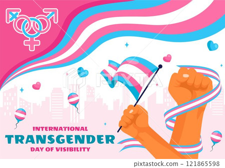 International Transgender Day of Visibility Vector Illustration on March 31, featuring Transgender Pride Flags and Symbols in a Celebratory Background International Transgender Day of Visibility Vector Illustration on March 31, featuring Transgender Pride Flags and Symbols in a Celebratory Background 121865598