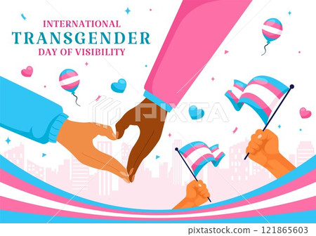 International Transgender Day of Visibility Vector Illustration on March 31, featuring Transgender Pride Flags and Symbols in a Celebratory Background International Transgender Day of Visibility Vector Illustration on March 31, featuring Transgender Pride Flags and Symbols in a Celebratory Background 121865603