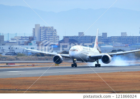 Osaka International Airport JAL Airplane Landing Ready Osaka International Airport JAL Airplane Landing Ready 121866024