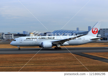 大阪國際機場日航飛機起飛天空公園 121866296