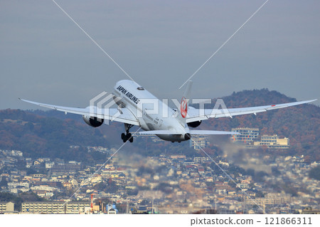 Osaka International Airport JAL Airplane Takeoff Sky Park 121866311