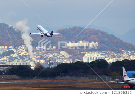 Osaka International Airport IBEX Airplane Takeoff Sky Park Osaka International Airport IBEX Airplane Takeoff Sky Park 121866355