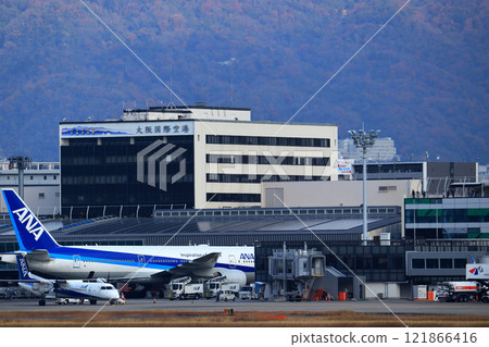 Osaka International Airport ANA Airplane Takeoff Ready Sky Park 121866416