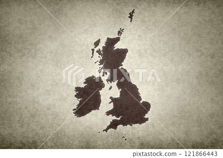 Map of the British Isles on a paper 121866443