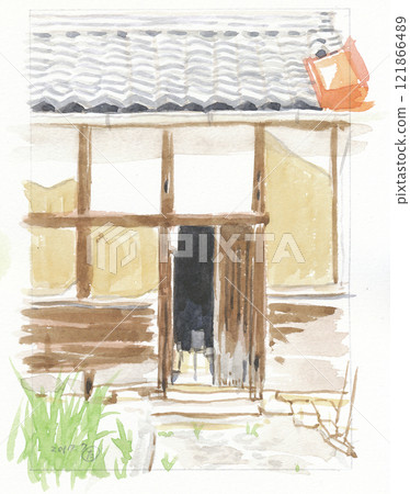 三岳宿一棟古老民宅的外牆 121866489