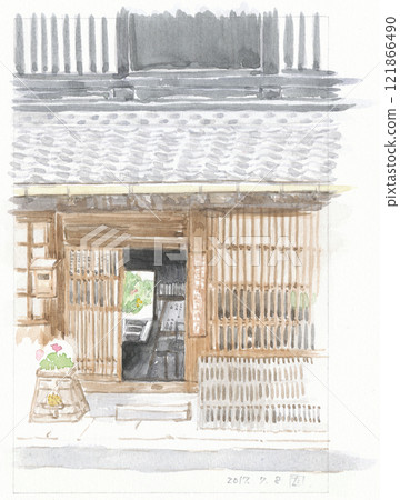 Merchants' houses along the Nakasendo road in Mitake-juku in early summer 121866490