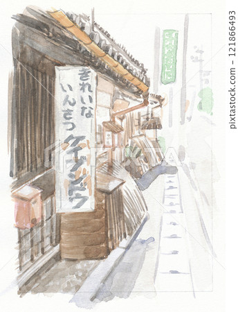 中山道禦嶽宿沿途的商店和招牌 121866493