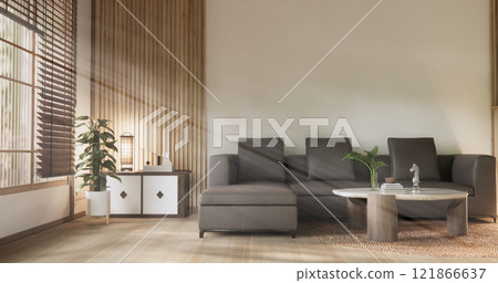 Scene living room have sofa and decoration wooden japanese minimalist design. Scene living room have sofa and decoration wooden japanese minimalist design. 121866637
