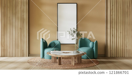 Mocha concept Scene living room have green sofa and decoration wooden minimalist design, room japanese style. Mocha concept Scene living room have green sofa and decoration wooden minimalist design, room japanese style. 121866701