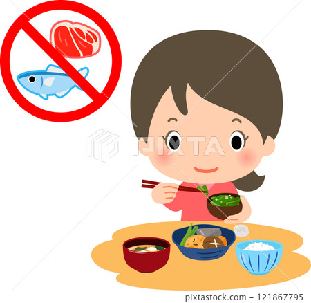 Woman on a meat and fish-free diet 121867795