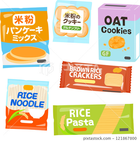 市售無麩質食品插畫集 市售無麩質食品插畫集 121867800