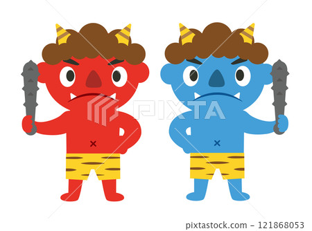 Setsubun_Bean Throwing_Demon Exorcism_Red Demons and Blue Demons (Japanese Customs) 121868053