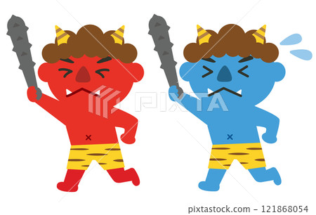 Setsubun_Bean-throwing_Demon-banishing_Red and blue demons fleeing Setsubun_Bean-throwing_Demon-banishing_Red and blue demons fleeing 121868054