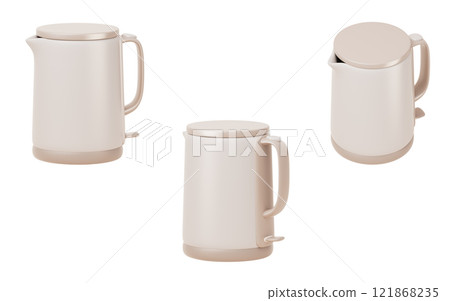 Cartoon style electric kettle, 3d rendering. 121868235