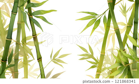 Japanese-style background of bamboo forest painted with watercolors Japanese-style background of bamboo forest painted with watercolors 121868341