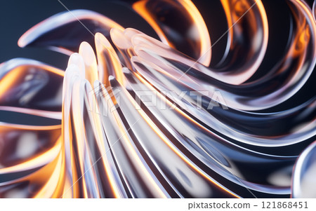 Abstract transparent glass flower with neon light, Abstract transparent glass flower with neon light, 121868451