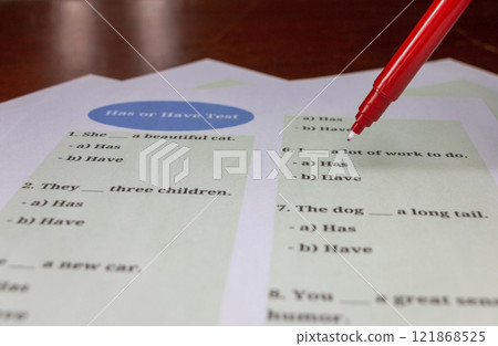 English grammar test sheet English grammar test sheet 121868525