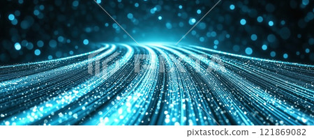 Data stream flowing on digital highway with bokeh effect 121869082