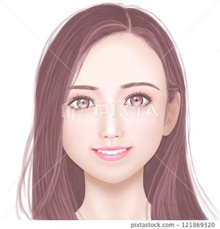 Long-haired woman in pink Long-haired woman in pink 121869320