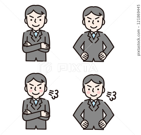 A confident man in a suit: Illustration material, upper body 121869445