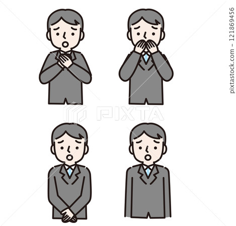 A worried man in a suit: Illustration material, upper body 121869456
