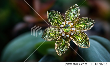 綠色寶石花朵胸針 綠色寶石花朵胸針 121870284