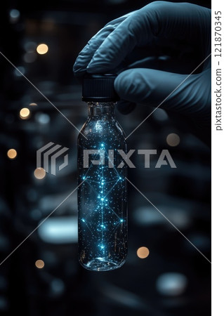 Biohacking concept banner: genetic experimentation, cognitive enhancement, modern technology, health improvement, biological reprogramming, tech-driven wellness, evolution theme, scientific progress. 121870345