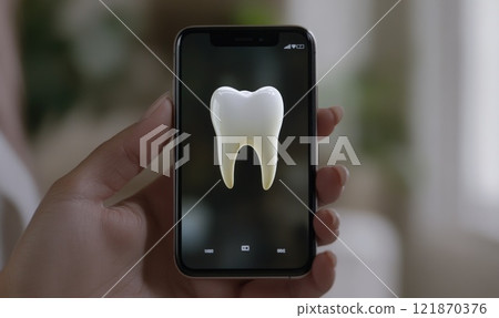 Modern dentistry: tooth doctor employing advanced technology for online consultations, appointment scheduling, role of digital aids in dental procedures, improving diagnostics, treatment efficiency. 121870376