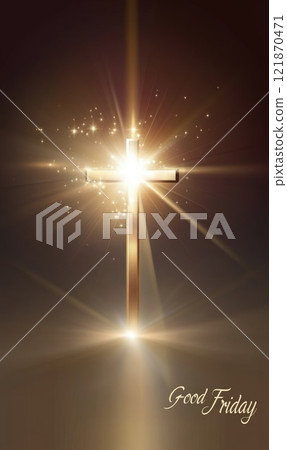 Good Friday: solemn reflection, sacred observance, religious significance, background image, banner design, copy space, minimalist art, spiritual tone, poster layout, commemorative card. 121870471