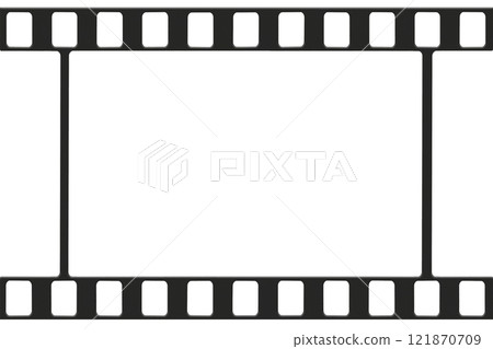 Front view of a three-dimensional black negative film frame 121870709