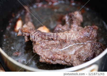 Deep fried venison (stock photo) 121871243