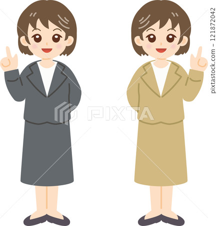 Set illustration of a woman in a suit Set illustration of a woman in a suit 121872042