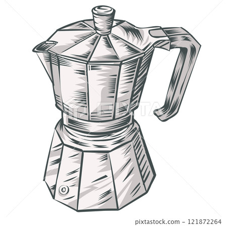 Italian moka cartoon, Traditional Espresso hand drawn. Vector illustration Italian moka cartoon, Traditional Espresso hand drawn. Vector illustration 121872264