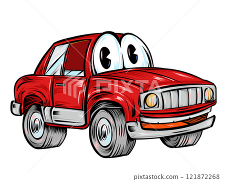 Cartoon funny red car. vector illustration Cartoon funny red car. vector illustration 121872268