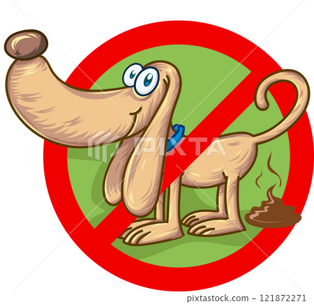 No dog poop sign character cartoon . vector illustration 121872271