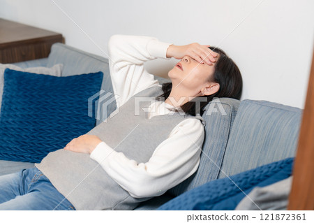 Illness, fever, senior woman 121872361