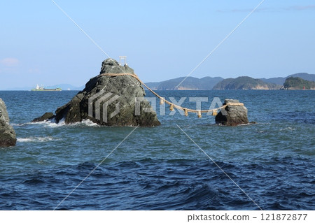 Pilgrimage to Ise, Meoto Iwa rocks at Futamiokitama Shrine 121872877