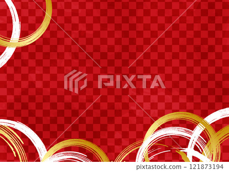 美麗的日本圖案背景資料5，金毛筆寫在日式和紙上 121873194