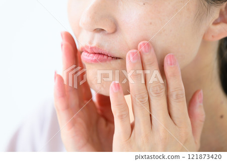 Women who care about nasolabial folds Women who care about nasolabial folds 121873420