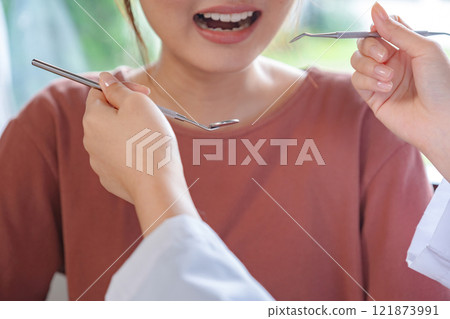 A young woman having dental care A young woman having dental care 121873991