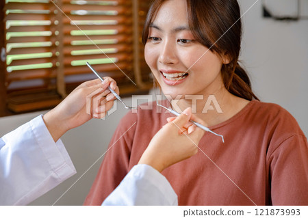 A young woman having dental care 121873993