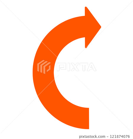 Illustration of a semicircular curved arrow Illustration of a semicircular curved arrow 121874076