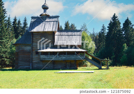 Traditional Old Wooden Church in Rural Russia 121875092