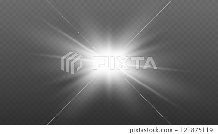 Glow light effect. Star burst with sparkles. Vector transparent sunlight special lens flare light effect. Stellar Radiance. Glowing Stars with a Sparkling Starlight Effect. 121875119