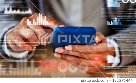 Data, charts and finance businesswoman with phone working on software app for accounting, ecommerce business with futuristic graphic. Corporate hands doing fintech management of financial growth Data, charts and finance businesswoman with phone working on software app for accounting, ecommerce business with futuristic graphic. Corporate hands doing fintech management of financial growth 121875444
