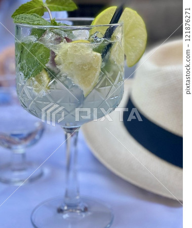 Italy Milan Cafe Mojito Straw Hat Mojito 121876271