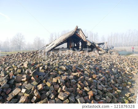 比克瑙集中營的廢棄房屋（波蘭） 121876328